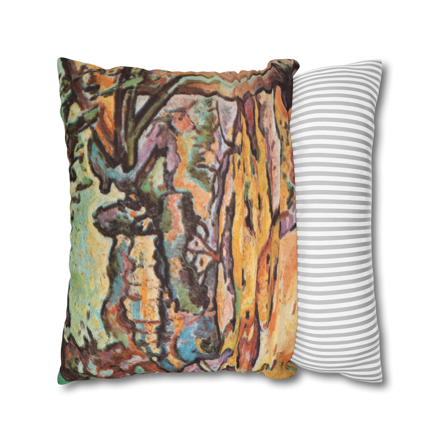 Braque, Georges - Olive Tree near L'Estaque (1906) - Suede Square Pillowcase
