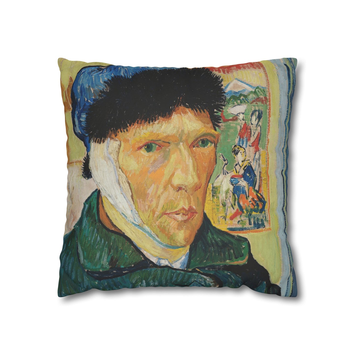 Van Gogh, Vincent - Self Portrait with Bandaged Ear (1889) - Suede Square Pillowcase