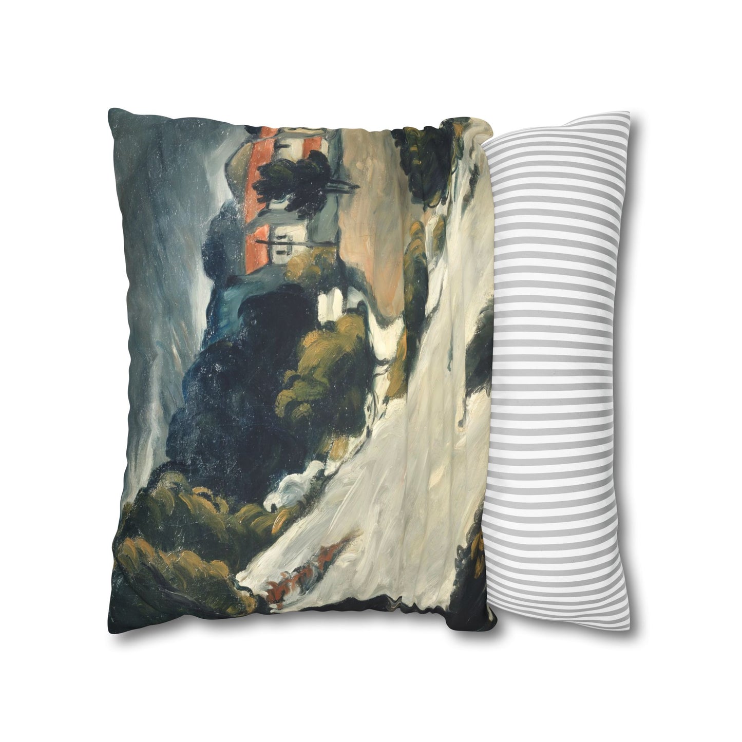 Cézanne, Paul - L’Estaque, Melting Snow (1870) - Suede Square Pillowcase