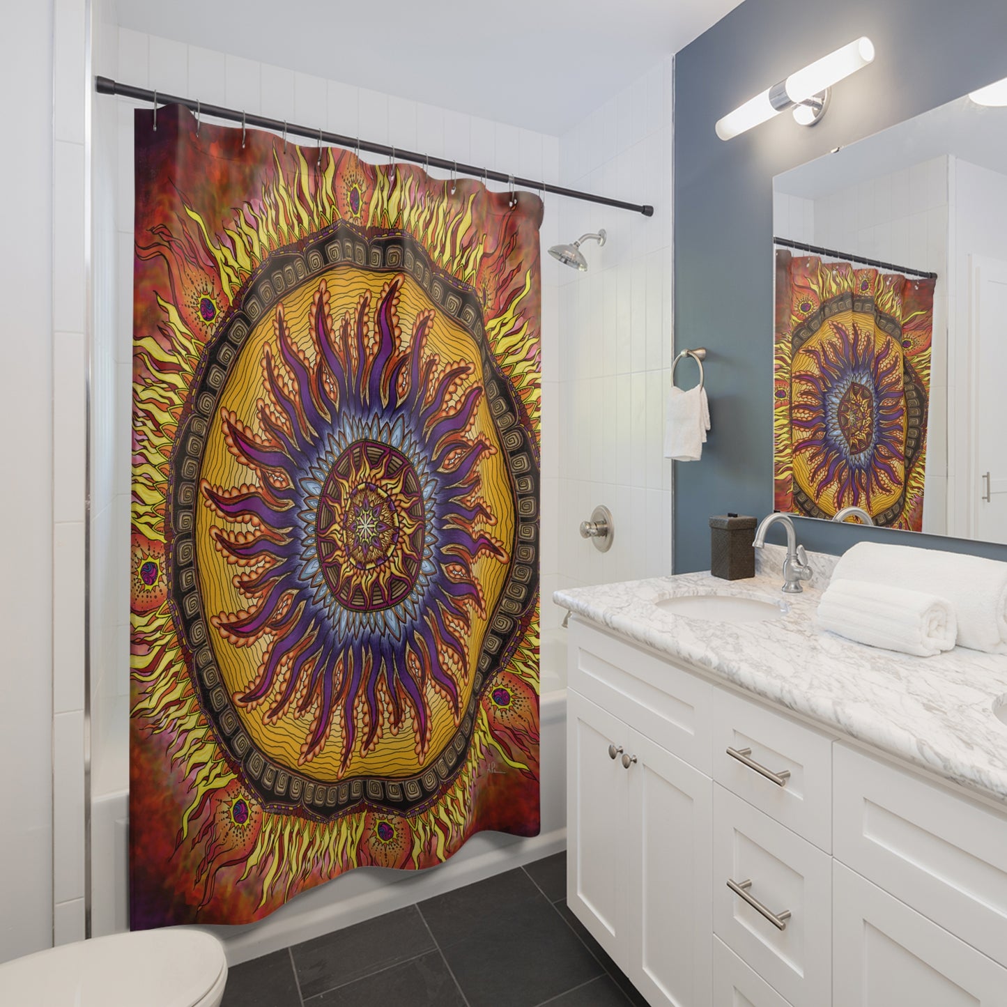 Solar Disc Mandala - Shower Curtains