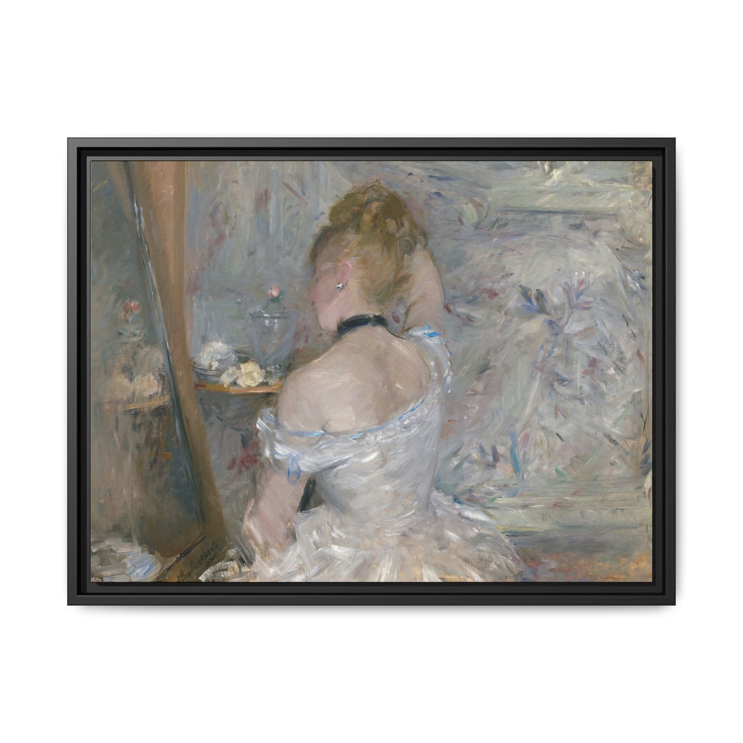 Morisot, Berthe - Woman at Her Toilette (1880) - Matte Canvas, Framed