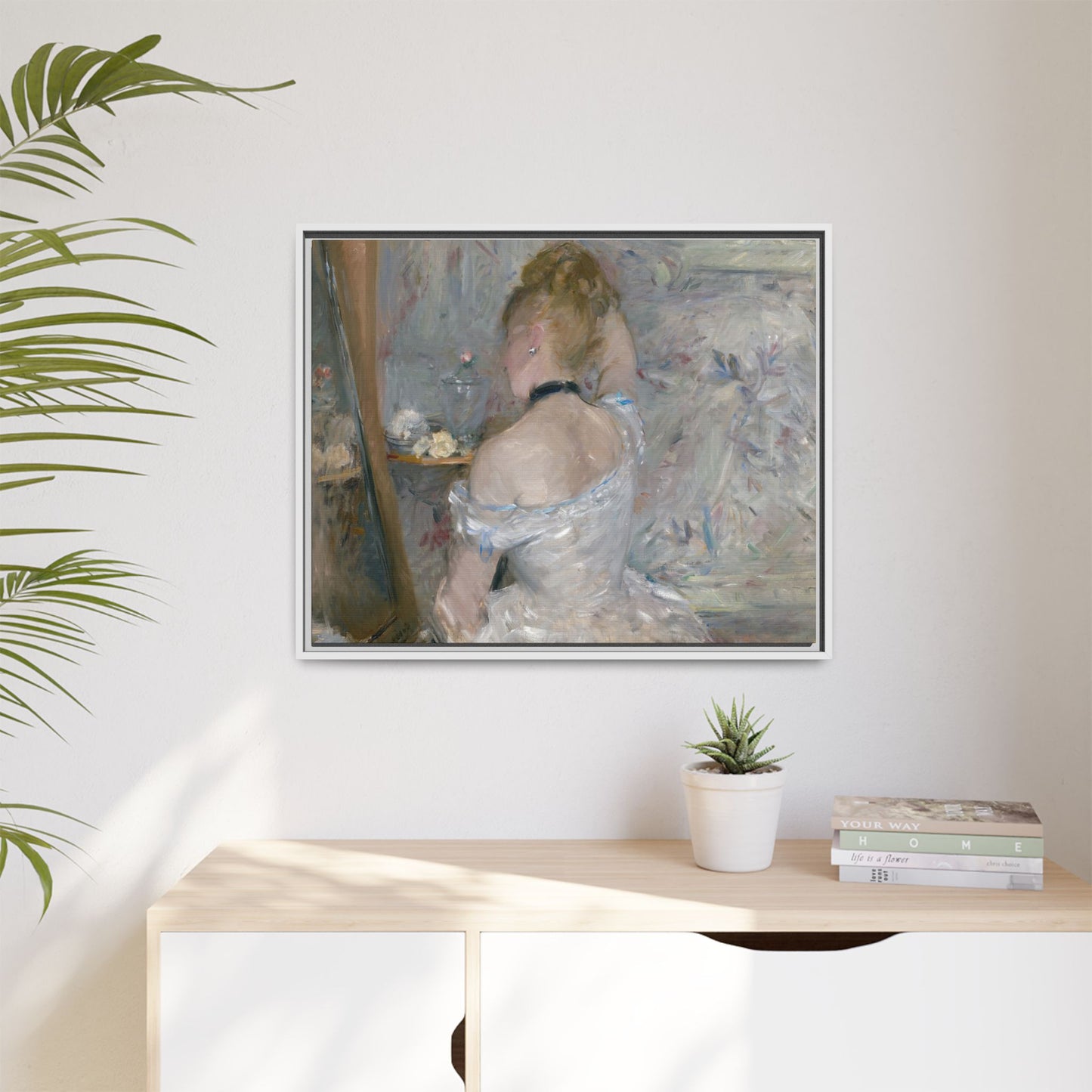 Morisot, Berthe - Woman at Her Toilette (1880) - Matte Canvas, Framed