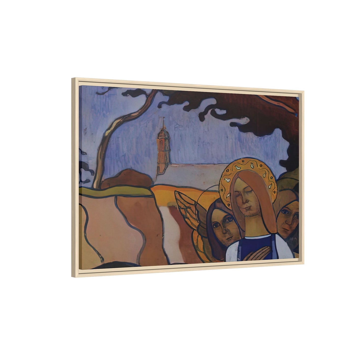 Filiger, Charles - Virgin and Two Angels (1895) - Matte Canvas, Framed