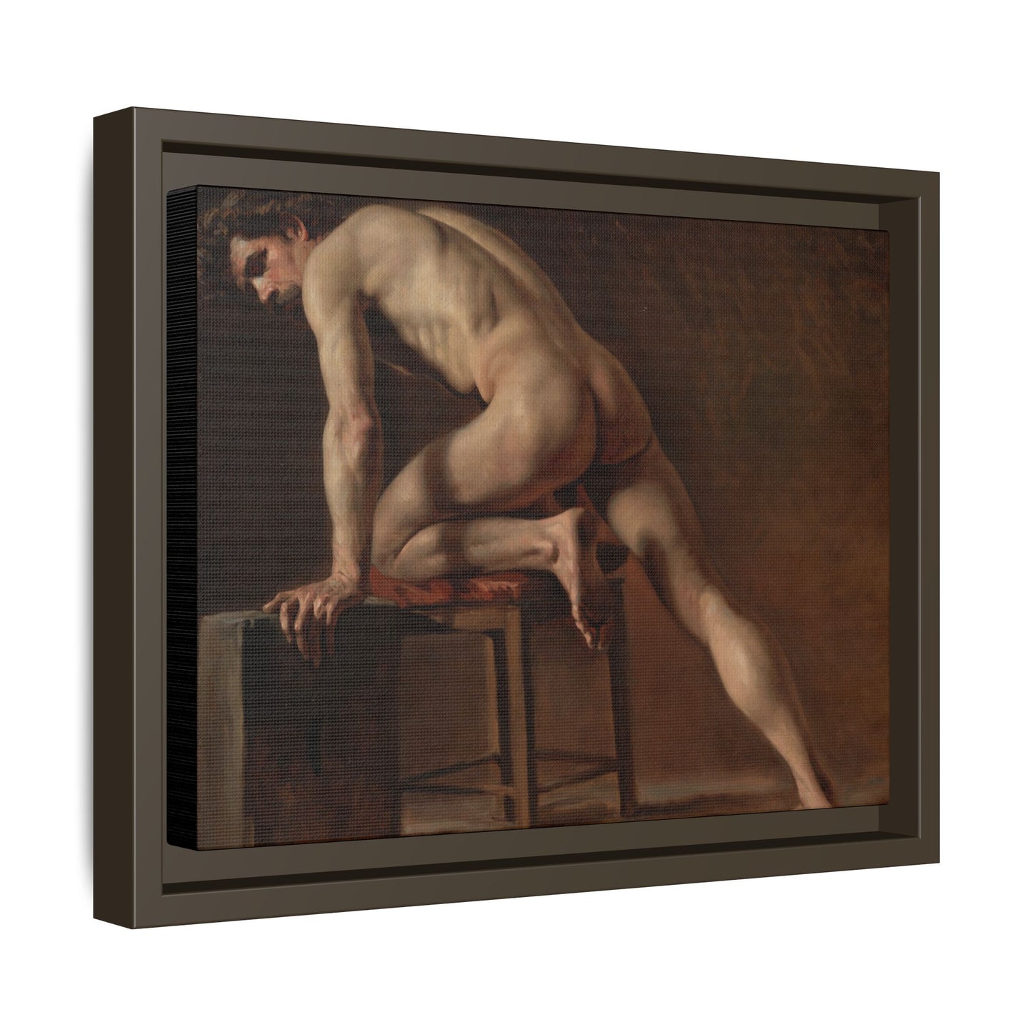 Courbet, Gustave - Study of a Nude Man (1840) - Matte Canvas, Framed