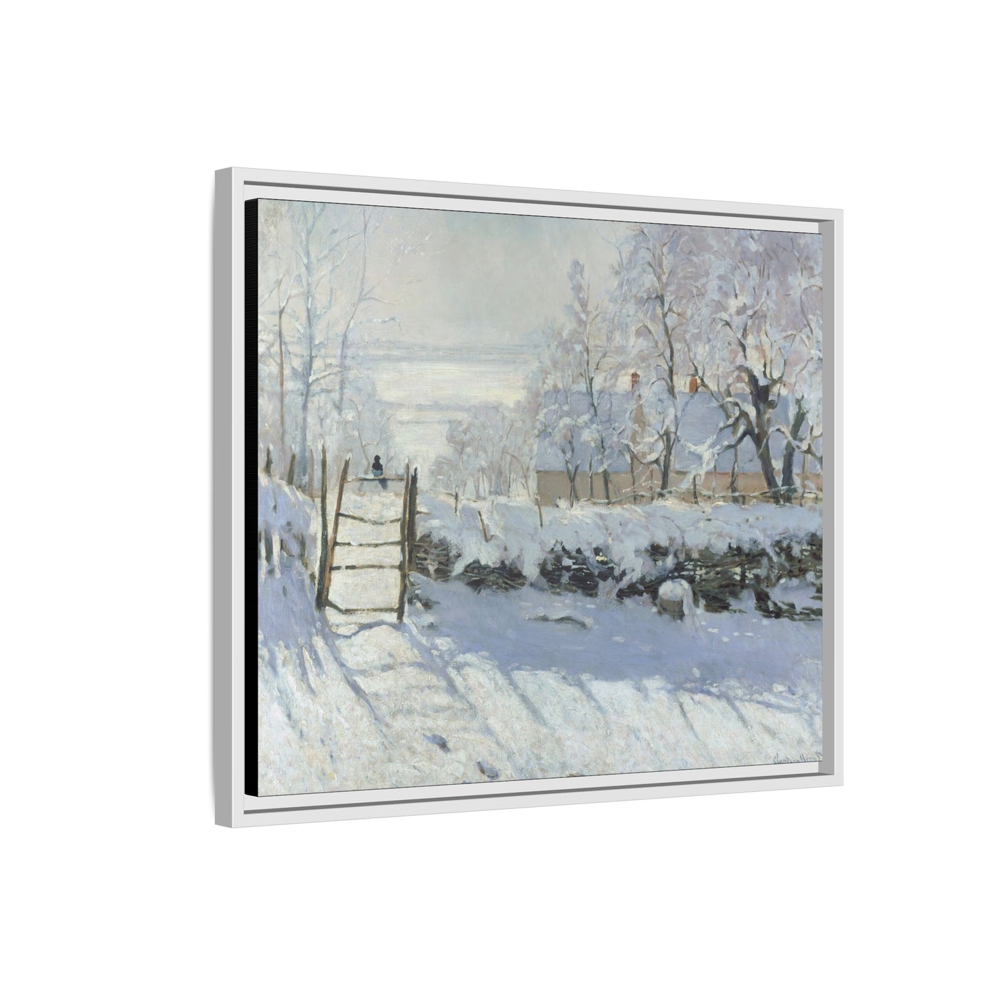 Monet, Claude - The Magpie (1868) - Matte Canvas, Framed