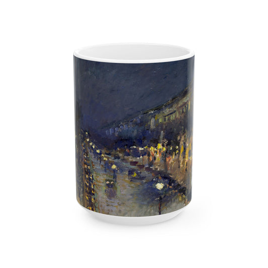 Pissarro, Camille - The Boulevard Montmartre At Night (1897) - Ceramic Mug