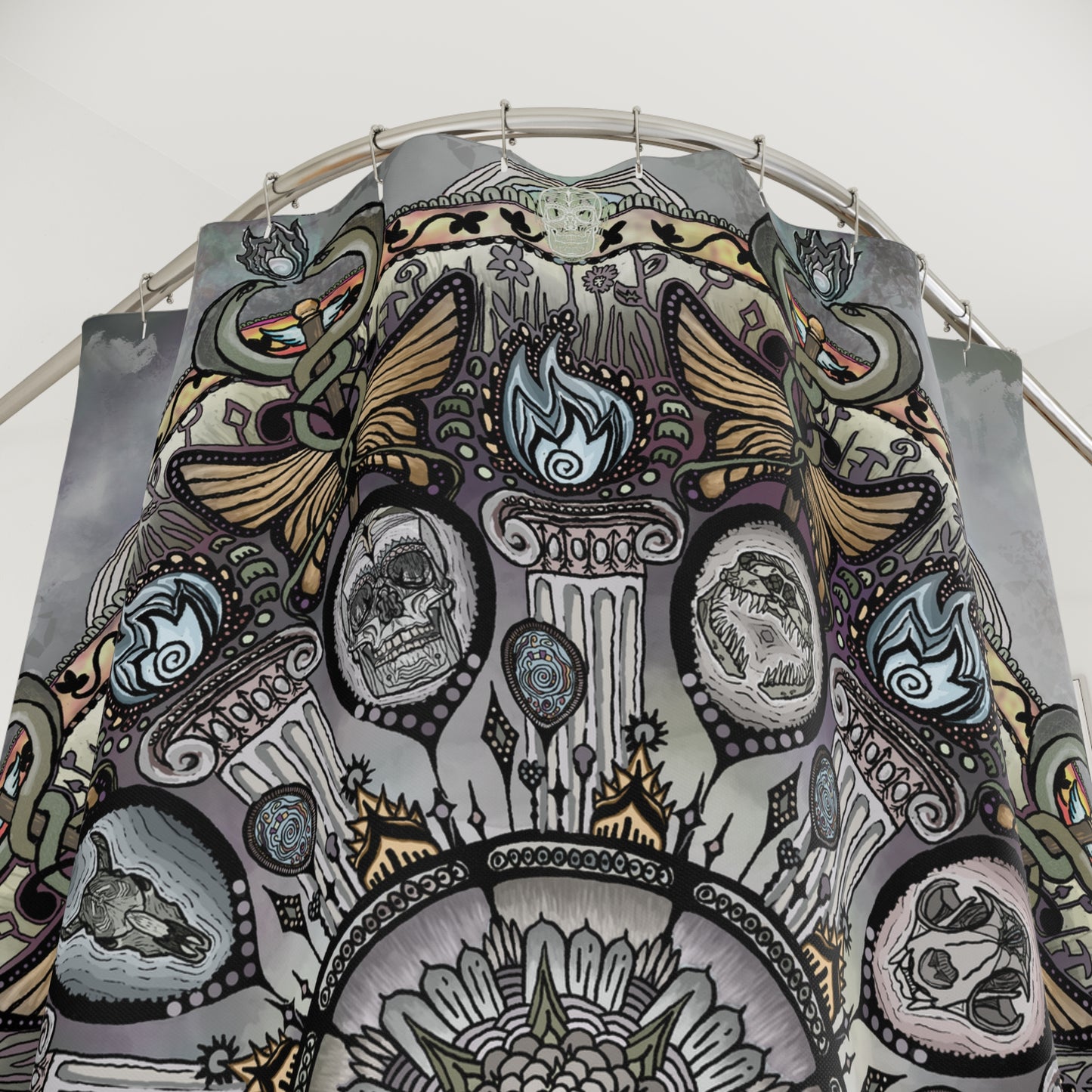 Memento Mori Mandala - Shower Curtains