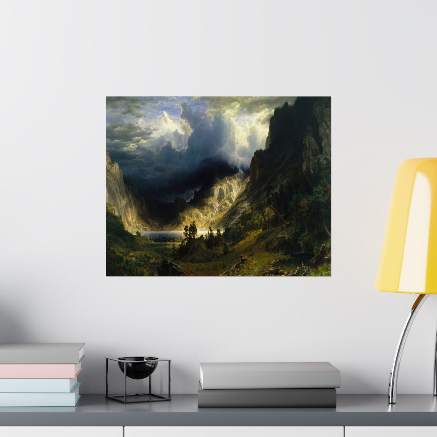 Bierstadt, Albert - A Storm in the Rocky Mountains, Mt. Rosalie (1866) - Satin Posters