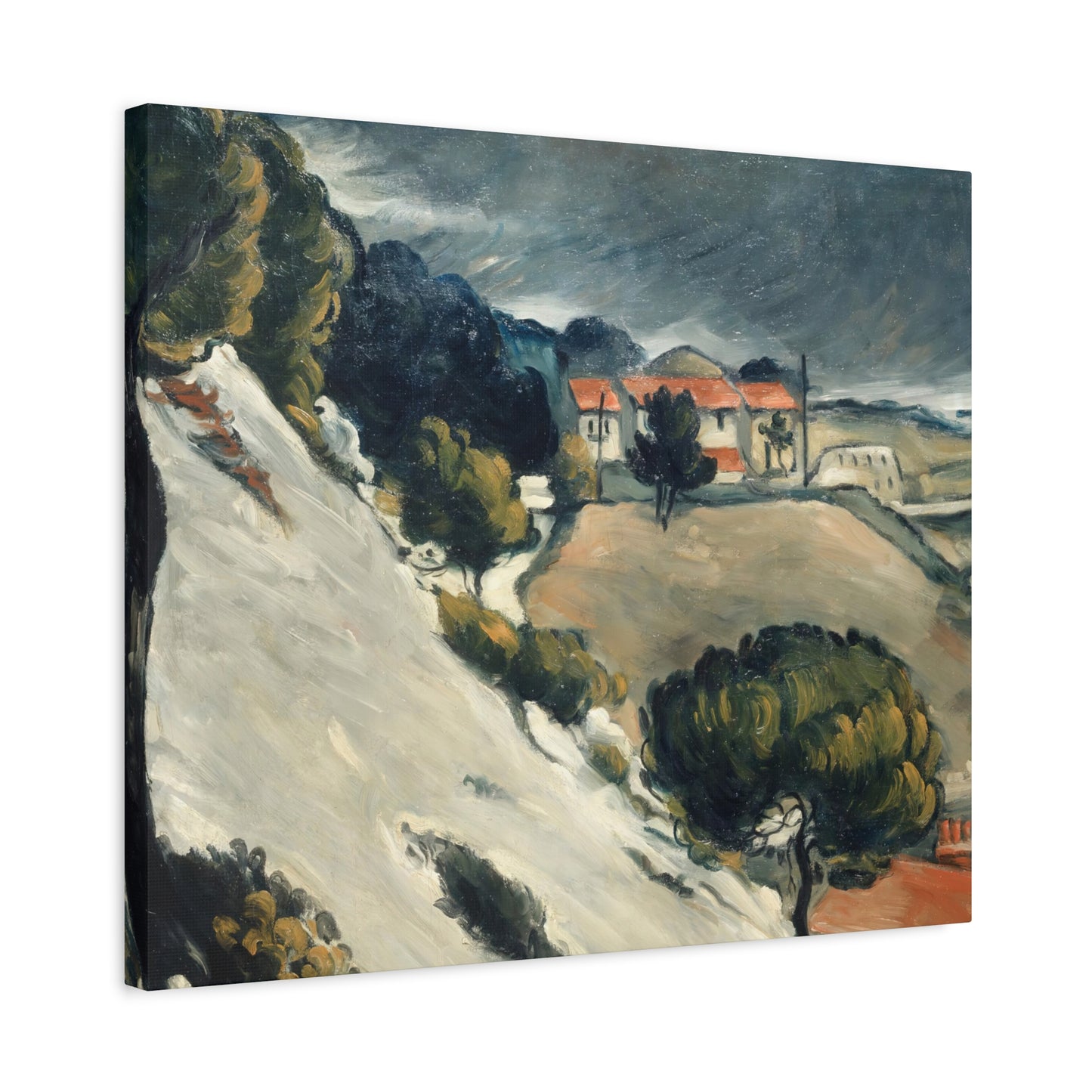 Cézanne, Paul - L’Estaque, Melting Snow (1870) - Canvas Block, unframed