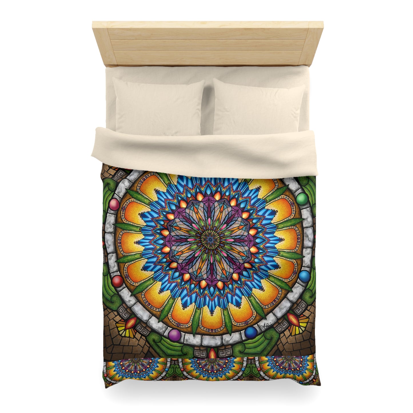 Pacio, Adam - Emerald Arrows Mandala - Microfiber Duvet Cover