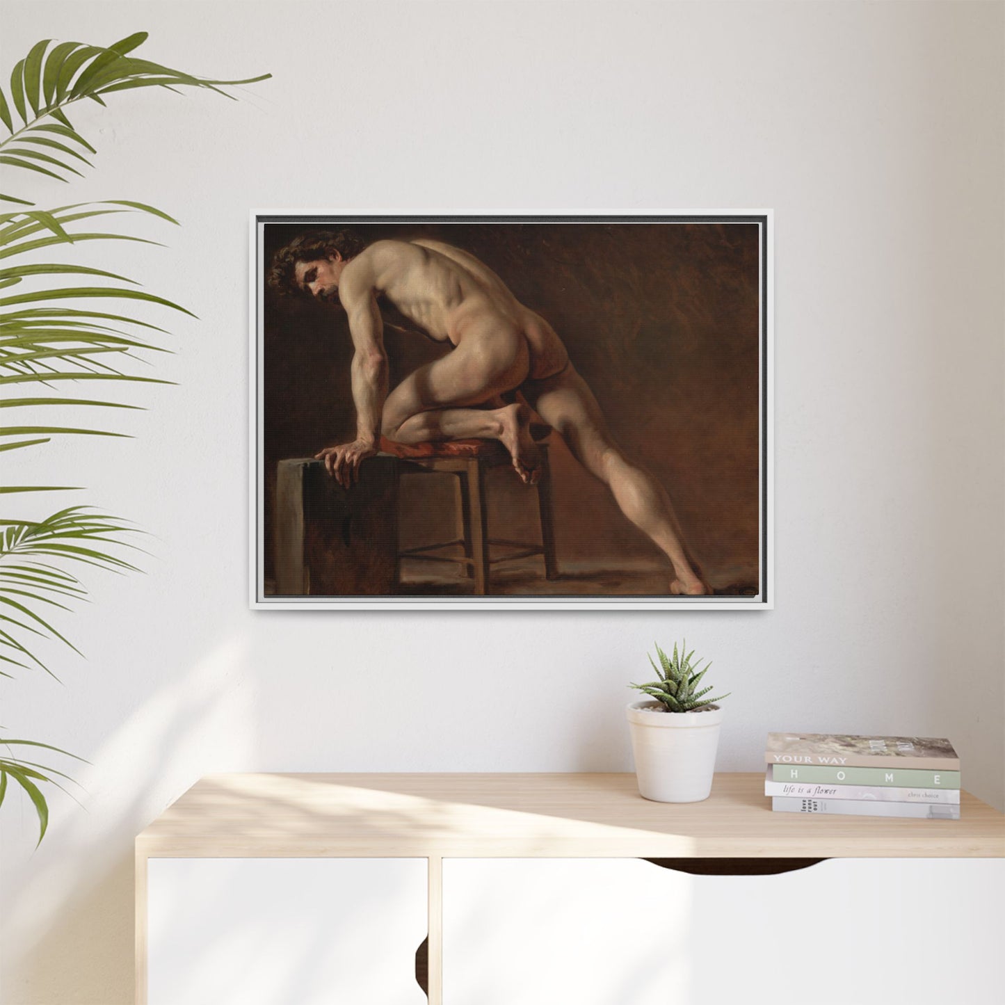 Courbet, Gustave - Study of a Nude Man (1840) - Matte Canvas, Framed