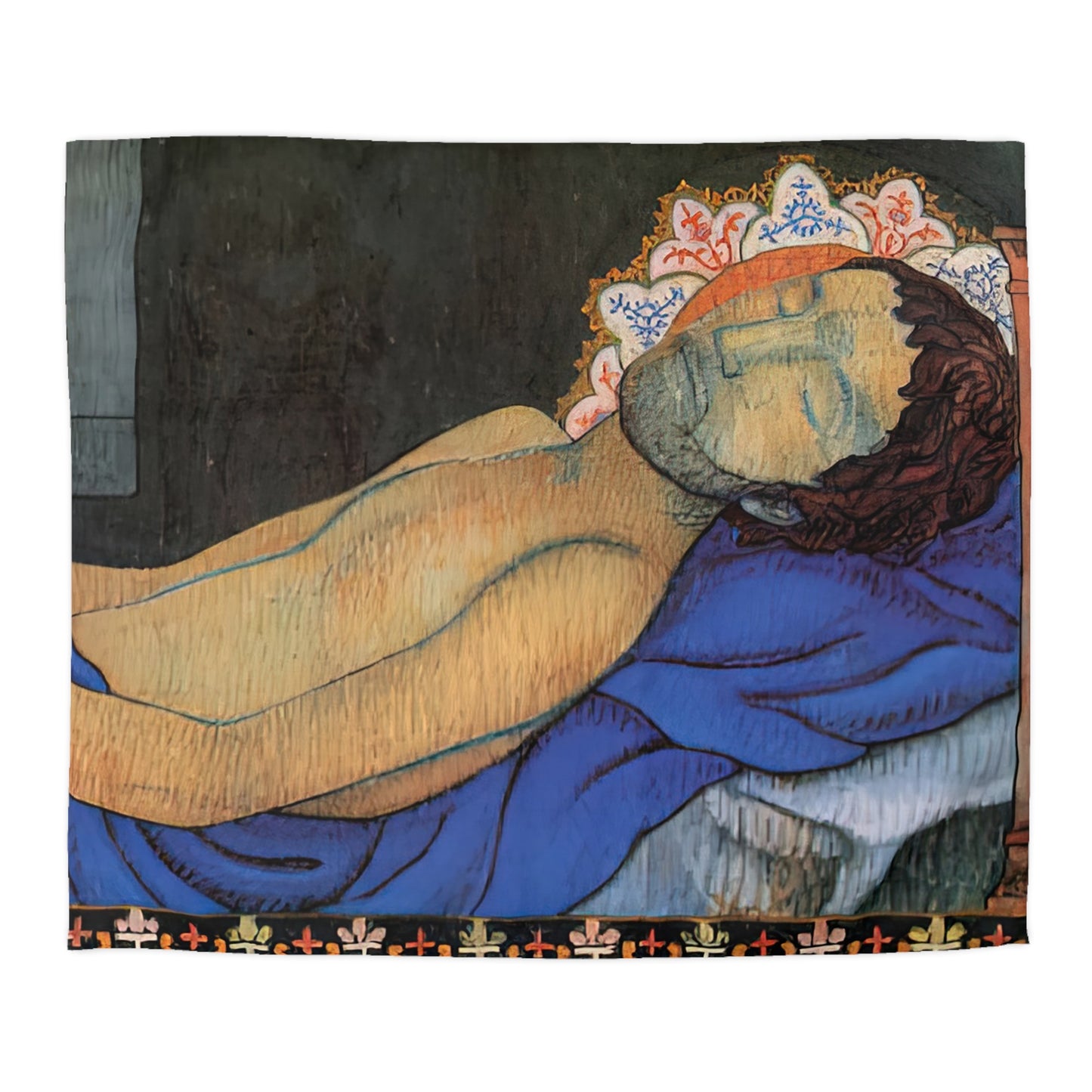 Filiger, Charles - The Recumbent Christ (1895) - Microfiber Duvet Cover