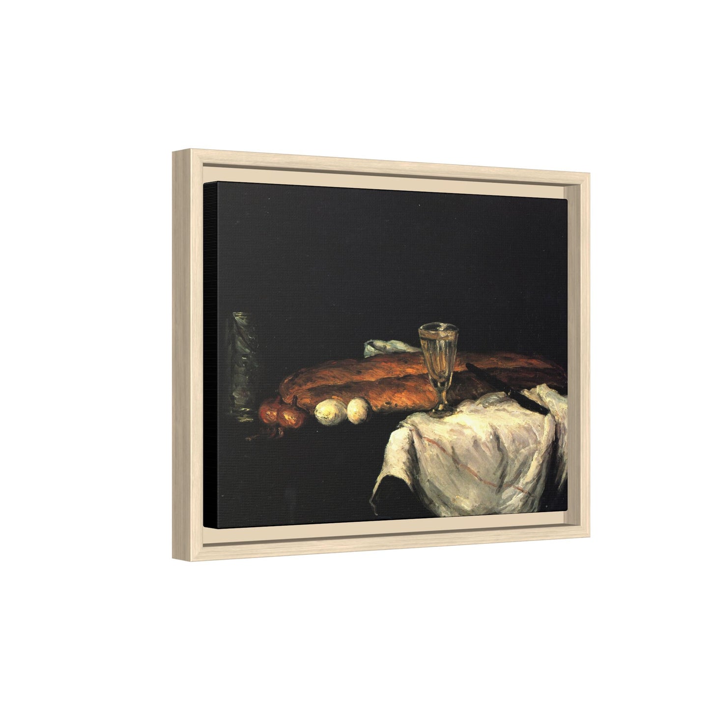 Cézanne, Paul - Still Life with Bread and Eggs (1865) - Matte Canvas, Framed