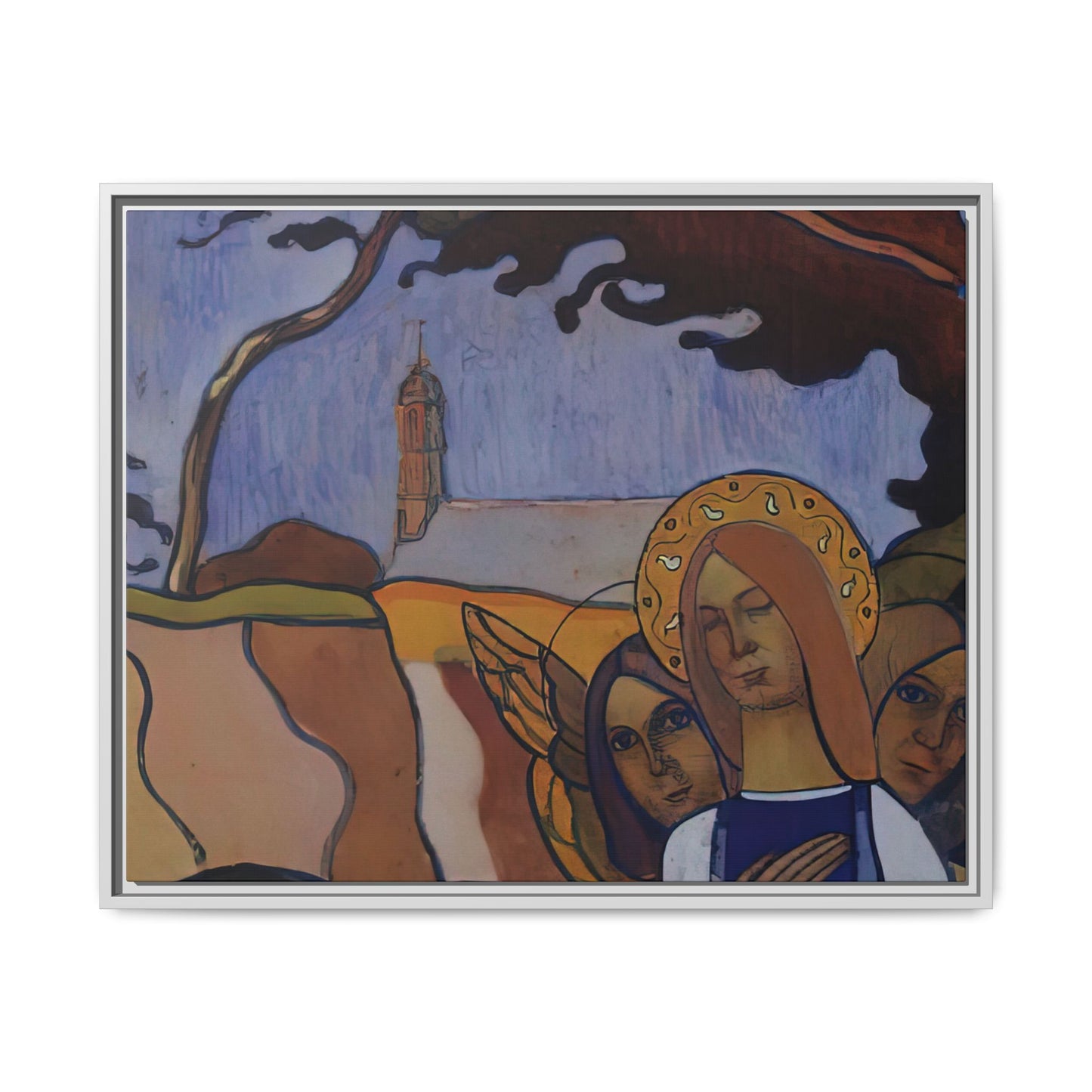Filiger, Charles - Virgin and Two Angels (1895) - Matte Canvas, Framed
