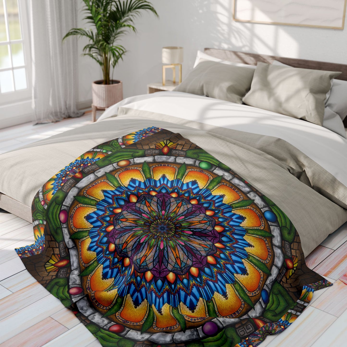 Pacio, Adam - Emerald Arrows Mandala - Arctic Fleece Blanket