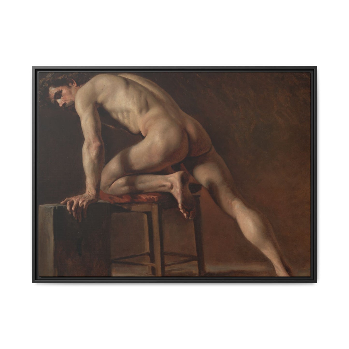 Courbet, Gustave - Study of a Nude Man (1840) - Matte Canvas, Framed