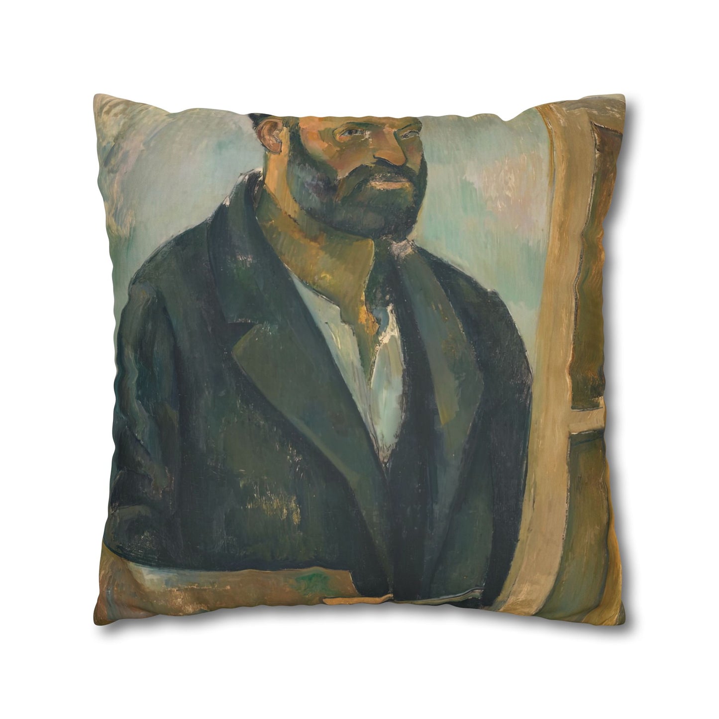Cézanne, Paul - Portrait of the Artist with a Palette (1890) - Suede Square Pillowcase
