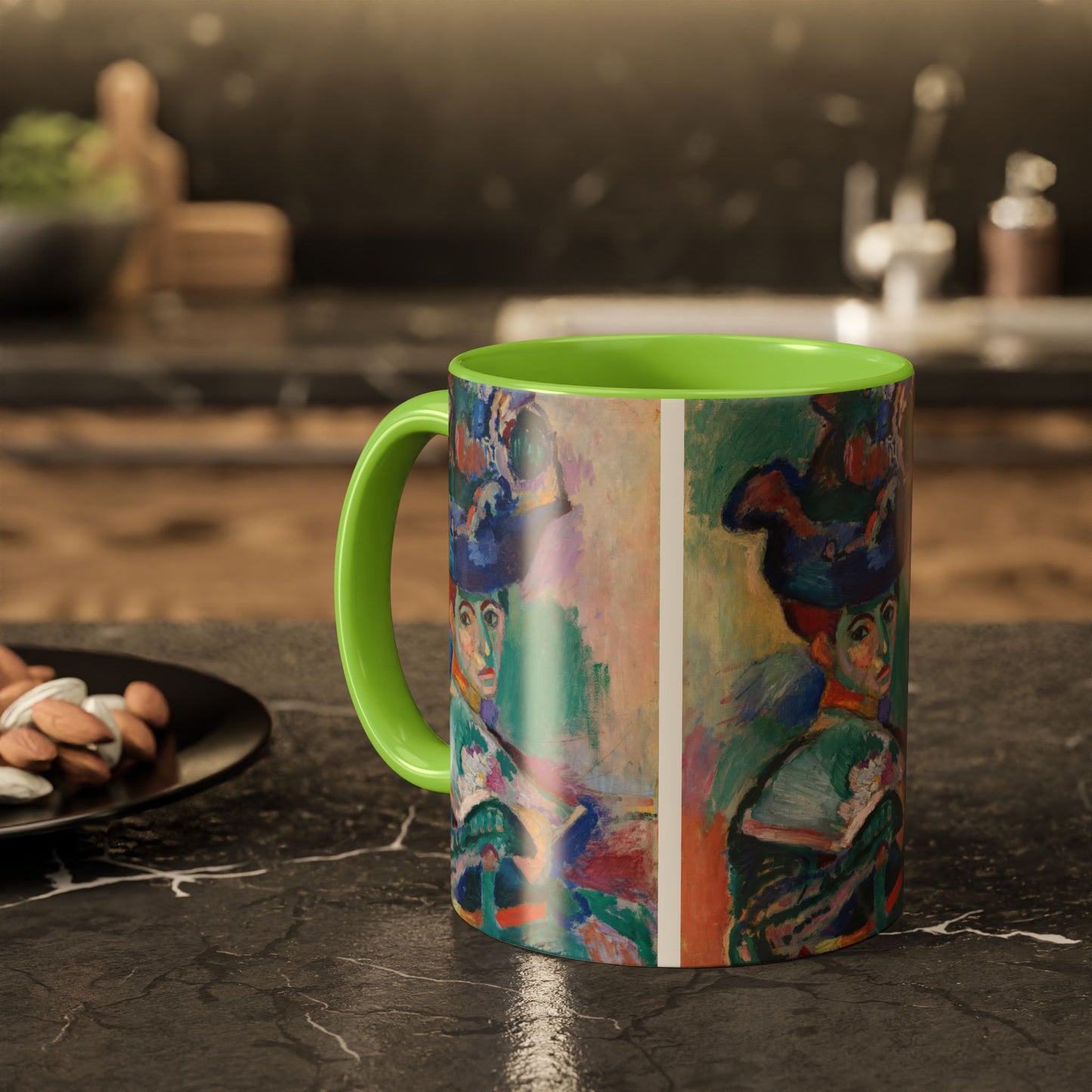 Matisse, Henri - Woman with a Hat (1905) - Colorful Accent Mugs