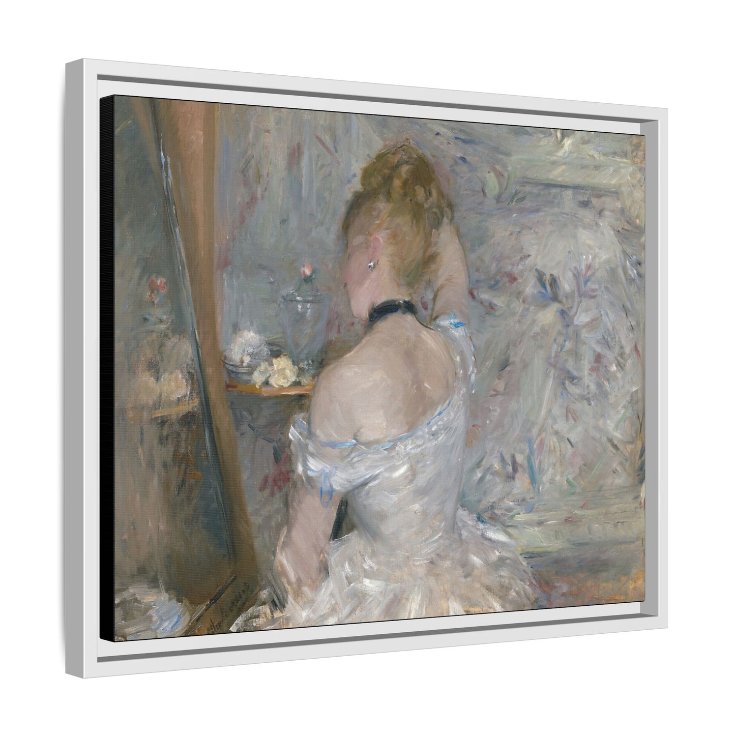 Morisot, Berthe - Woman at Her Toilette (1880) - Matte Canvas, Framed