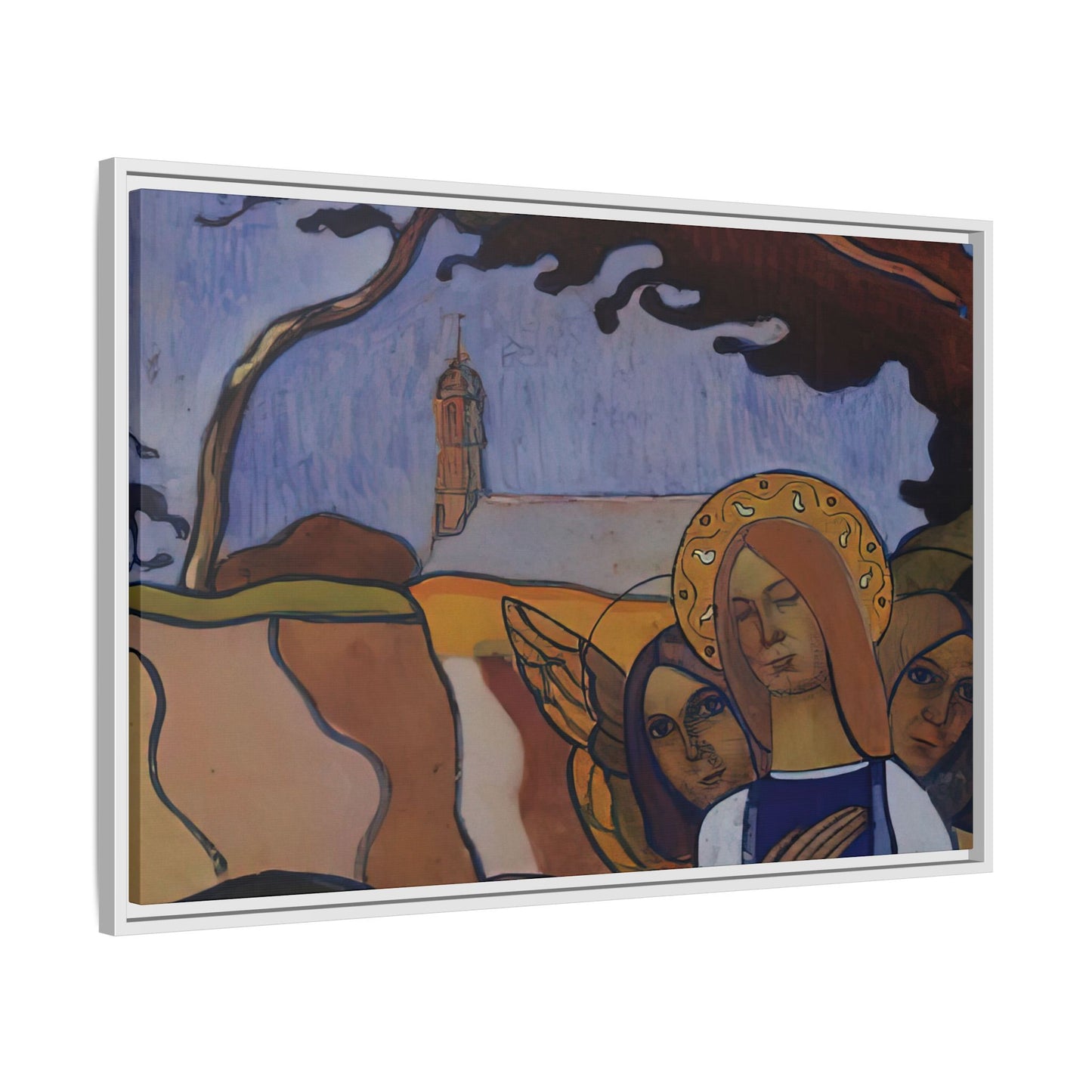 Filiger, Charles - Virgin and Two Angels (1895) - Matte Canvas, Framed