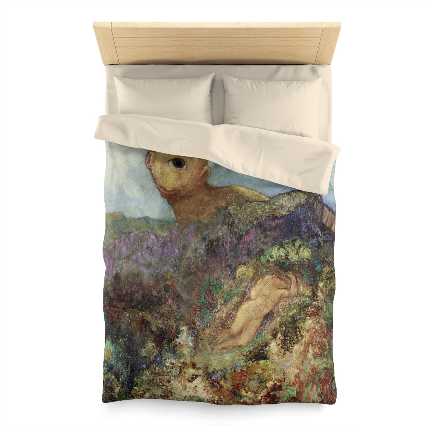 Redon, Odilon - The Cyclops (1914) - Microfiber Duvet Cover