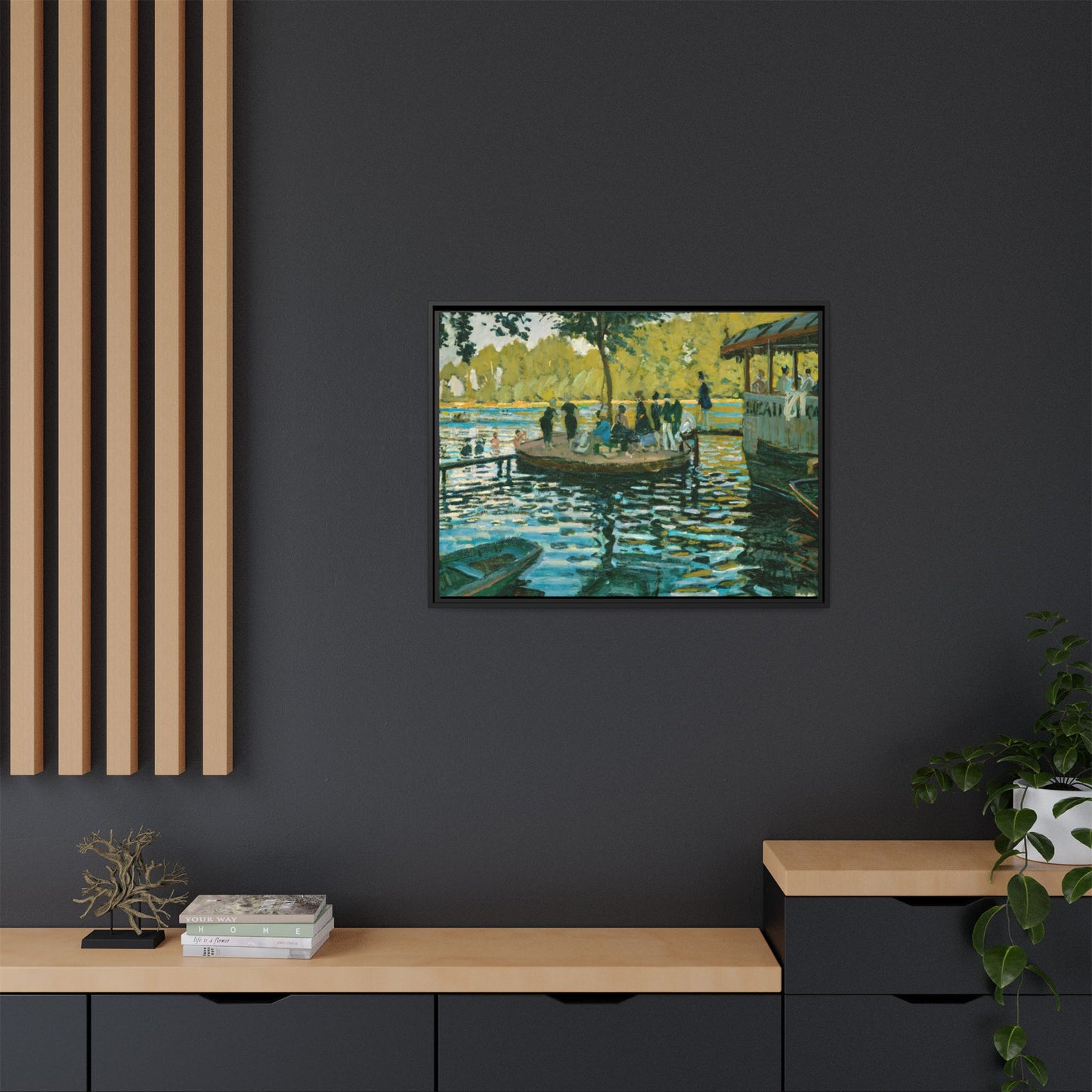Monet, Claude - La Grenouillere (1869) - Matte Canvas, Framed