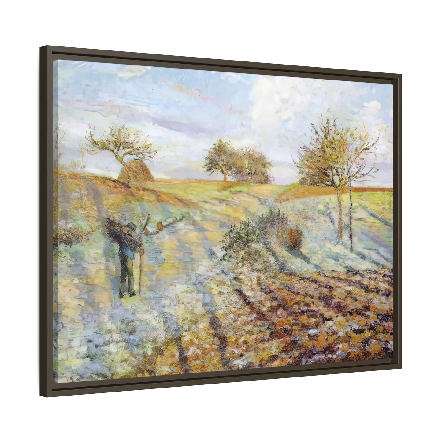 Pissarro, Camille - Hoarfrost (1873) - Matte Canvas, Framed