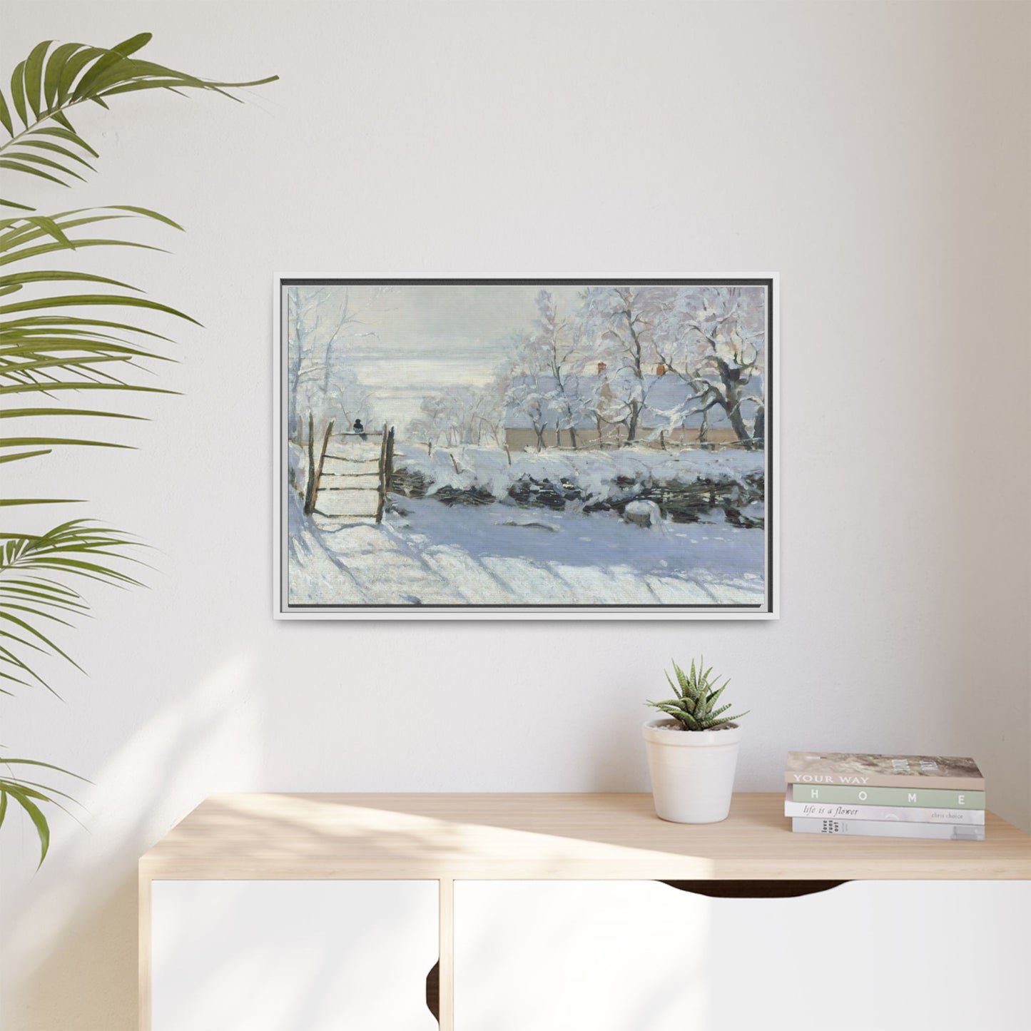 Monet, Claude - The Magpie (1868) - Matte Canvas, Framed