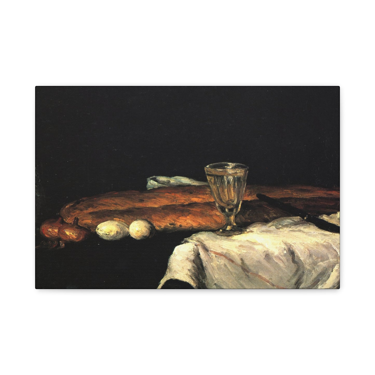 Cézanne, Paul - Still Life with Bread and Eggs (1865) - Canvas Block, unframed