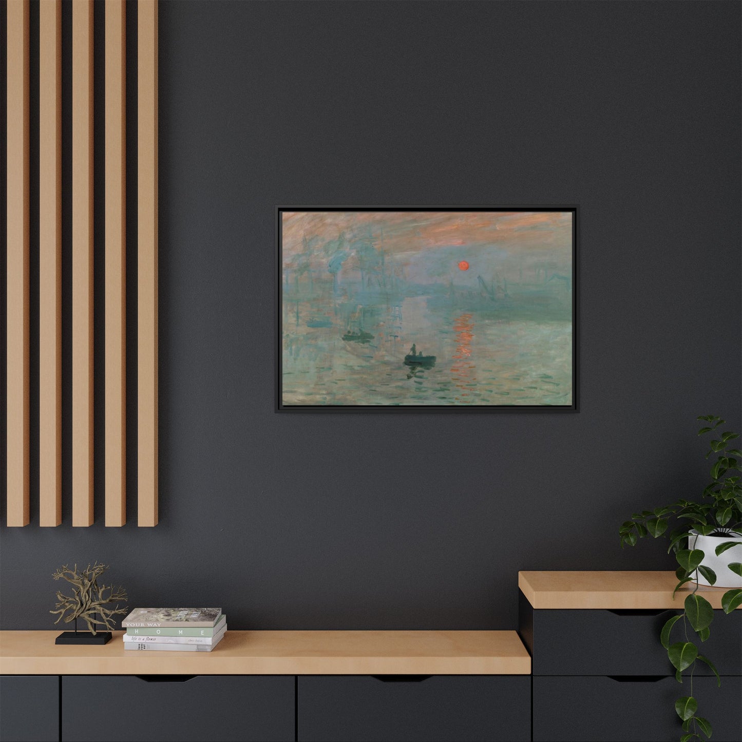 Monet, Claude - Impression, Sunrise (1872) - Matte Canvas, Framed