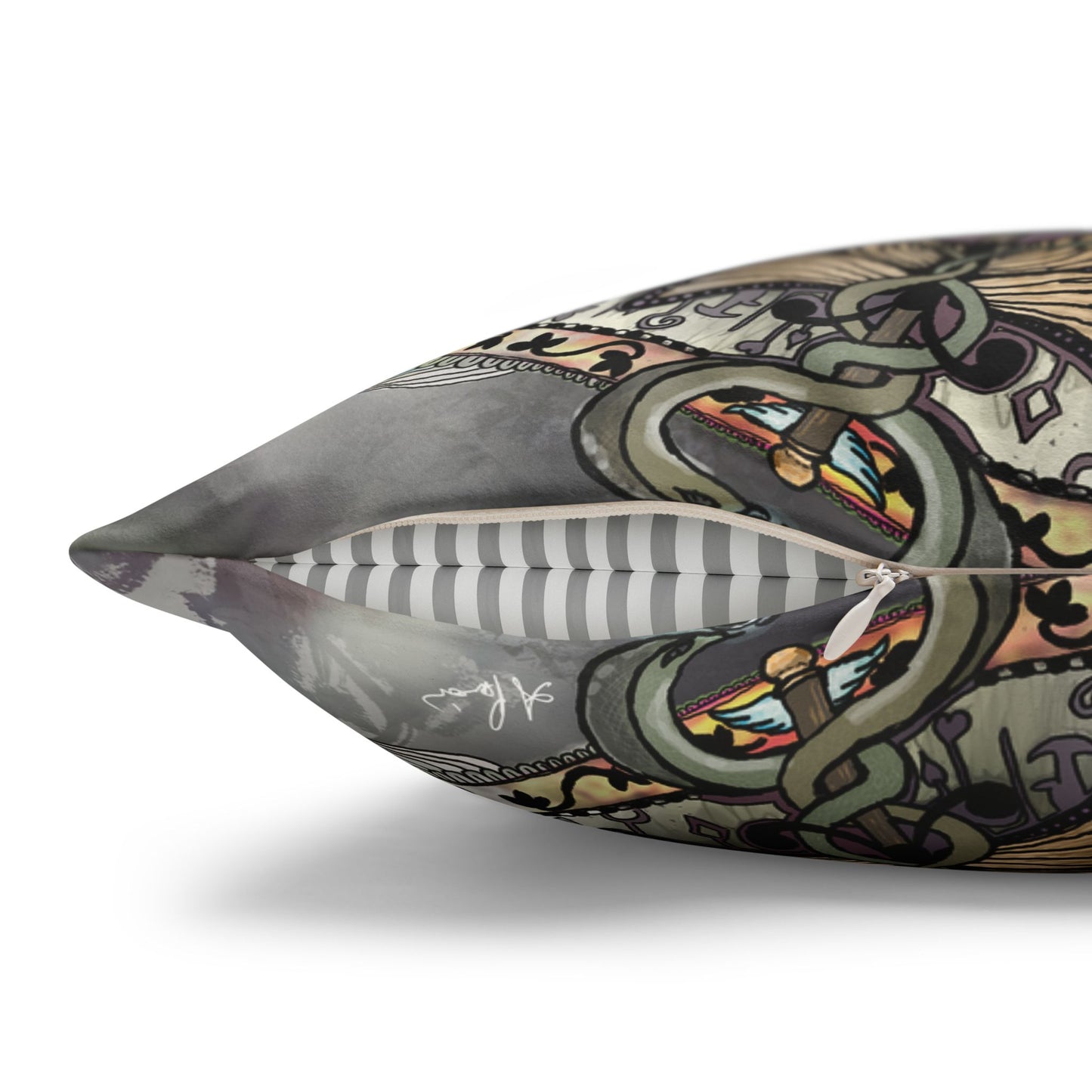 Pacio, Adam - Memento Mori Mandala - Suede Square Pillowcase