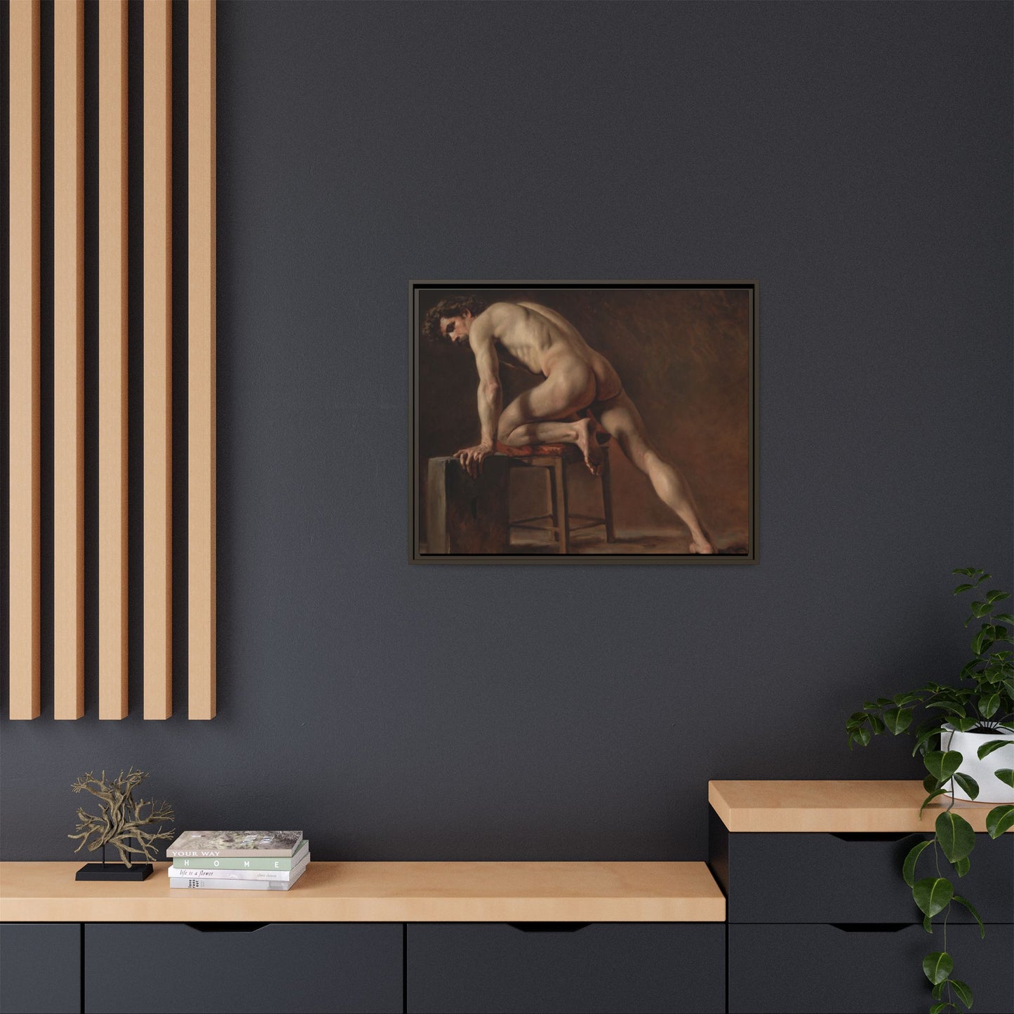 Courbet, Gustave - Study of a Nude Man (1840) - Matte Canvas, Framed