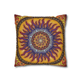 Solar Disc Mandala - Suede Square Pillowcase