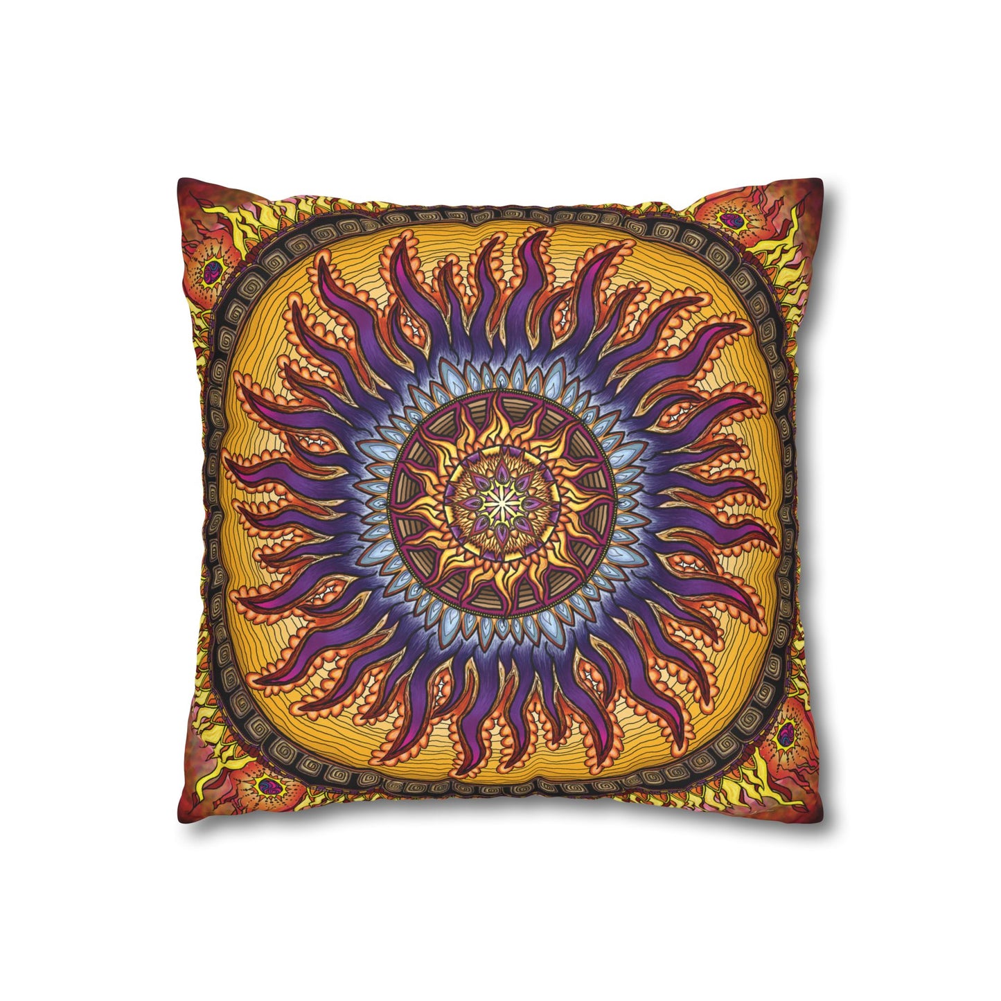 Pacio, Adam - Solar Disc Mandala - Suede Square Pillowcase