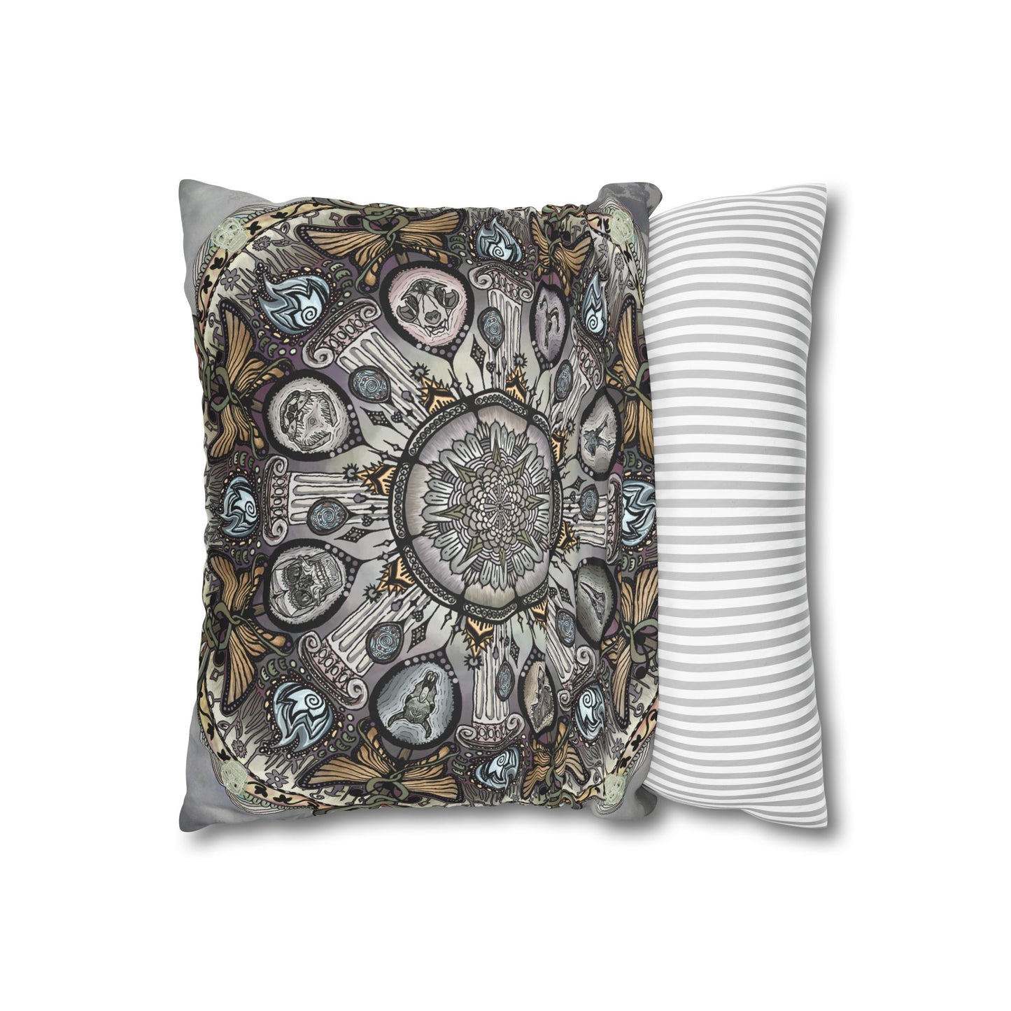 Pacio, Adam - Memento Mori Mandala - Suede Square Pillowcase