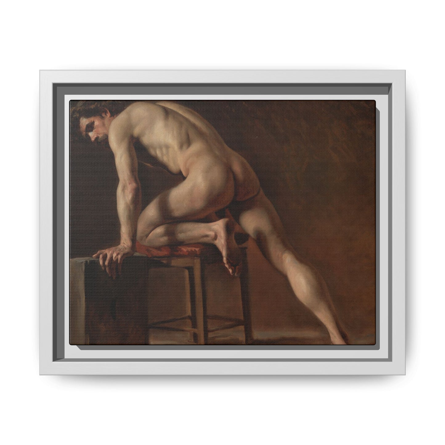 Courbet, Gustave - Study of a Nude Man (1840) - Matte Canvas, Framed