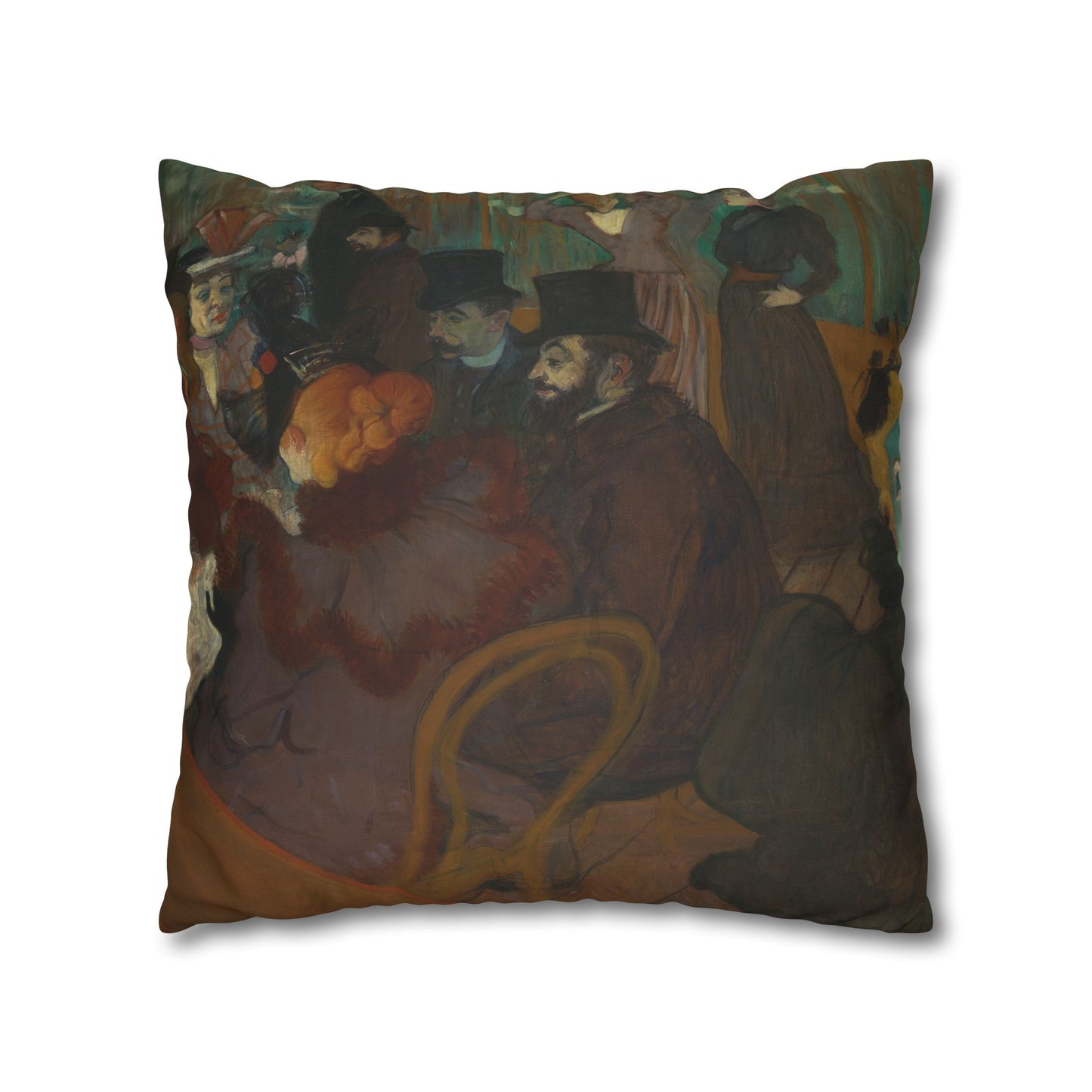 Toulouse-Lautrec, Henri - At the Moulin Rouge (1892) - Suede Square Pillowcase