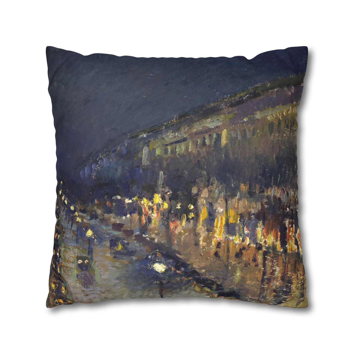 Pissarro, Camille - The Boulevard Montmartre At Night (1897) - Suede Square Pillowcase