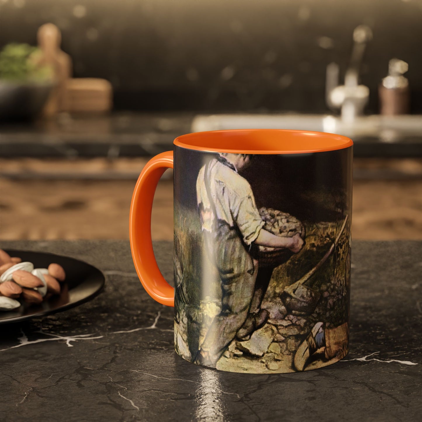 Courbet, Gustave - The Stone Breakers (1850) - Colorful Accent Mugs