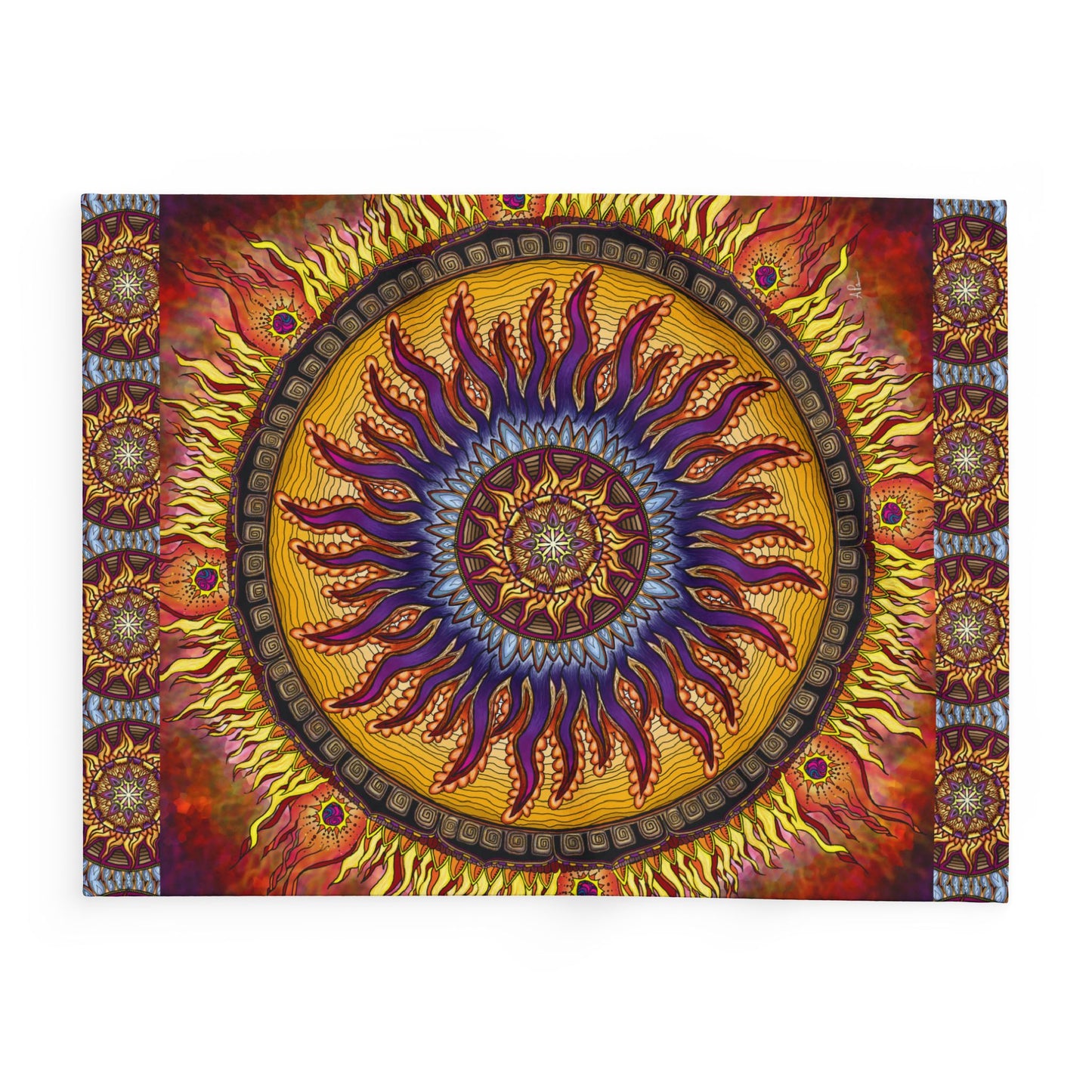 Solar Disc Mandala - Arctic Fleece Blanket
