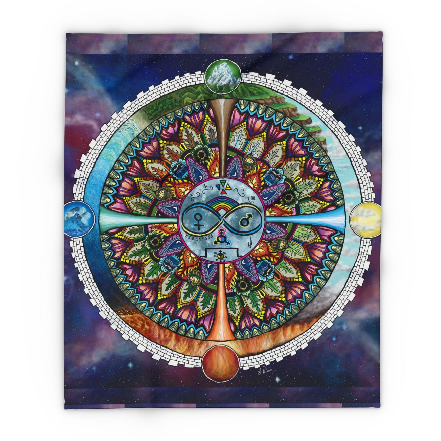 Lunar Rites Mandala - Arctic Fleece Blanket