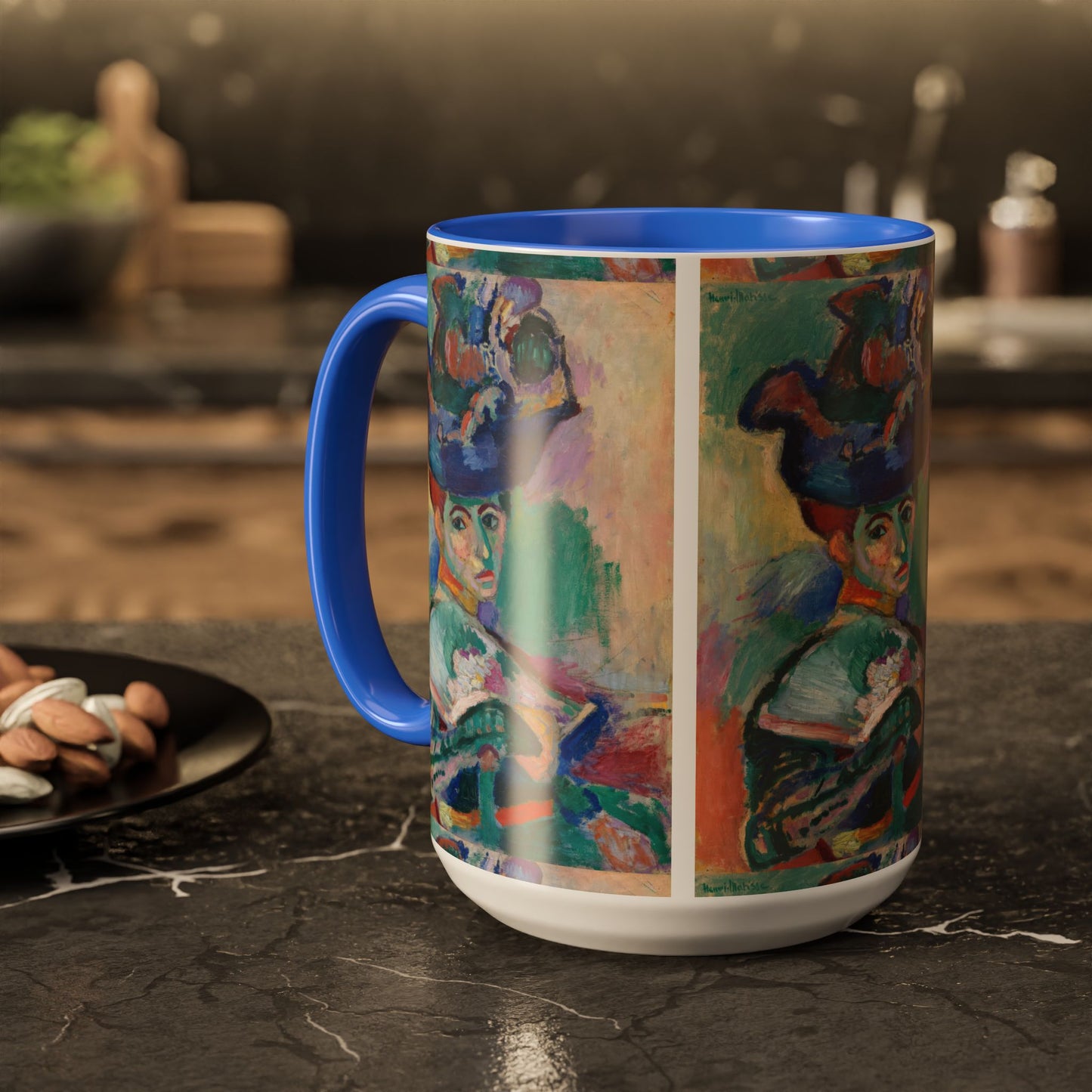Matisse, Henri - Woman with a Hat (1905) - Colorful Accent Mugs