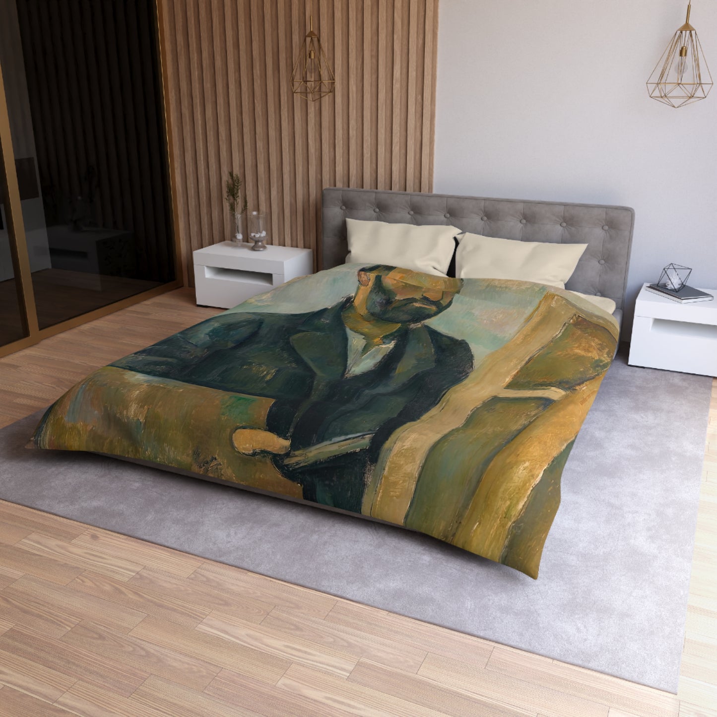 Cézanne, Paul - Portrait of the Artist with a Palette (1890) - Microfiber Duvet Cover