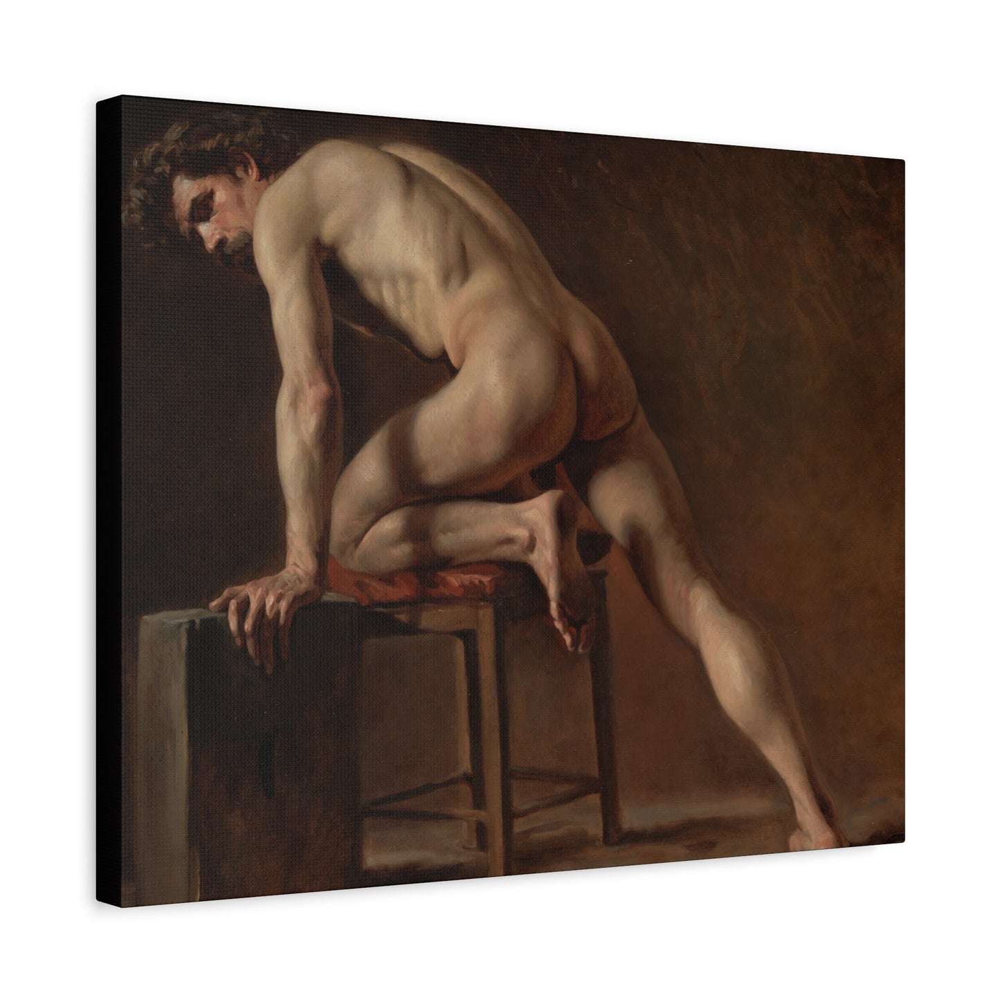 Courbet, Gustave - Study of a Nude Man (1840) - Canvas Block, unframed