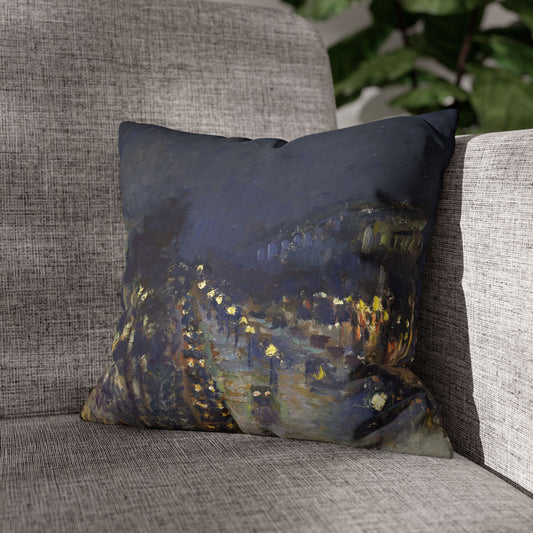 Pissarro, Camille - The Boulevard Montmartre At Night (1897) - Suede Square Pillowcase