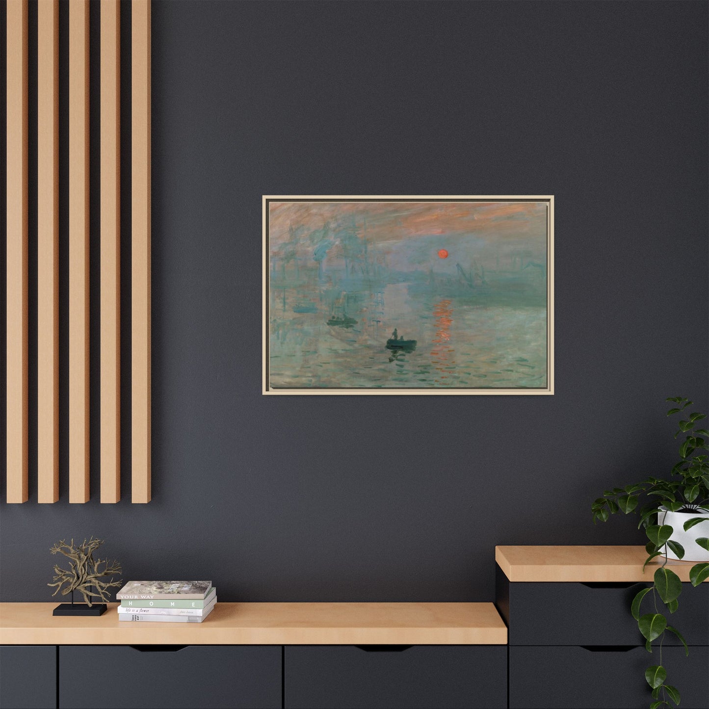 Monet, Claude - Impression, Sunrise (1872) - Matte Canvas, Framed