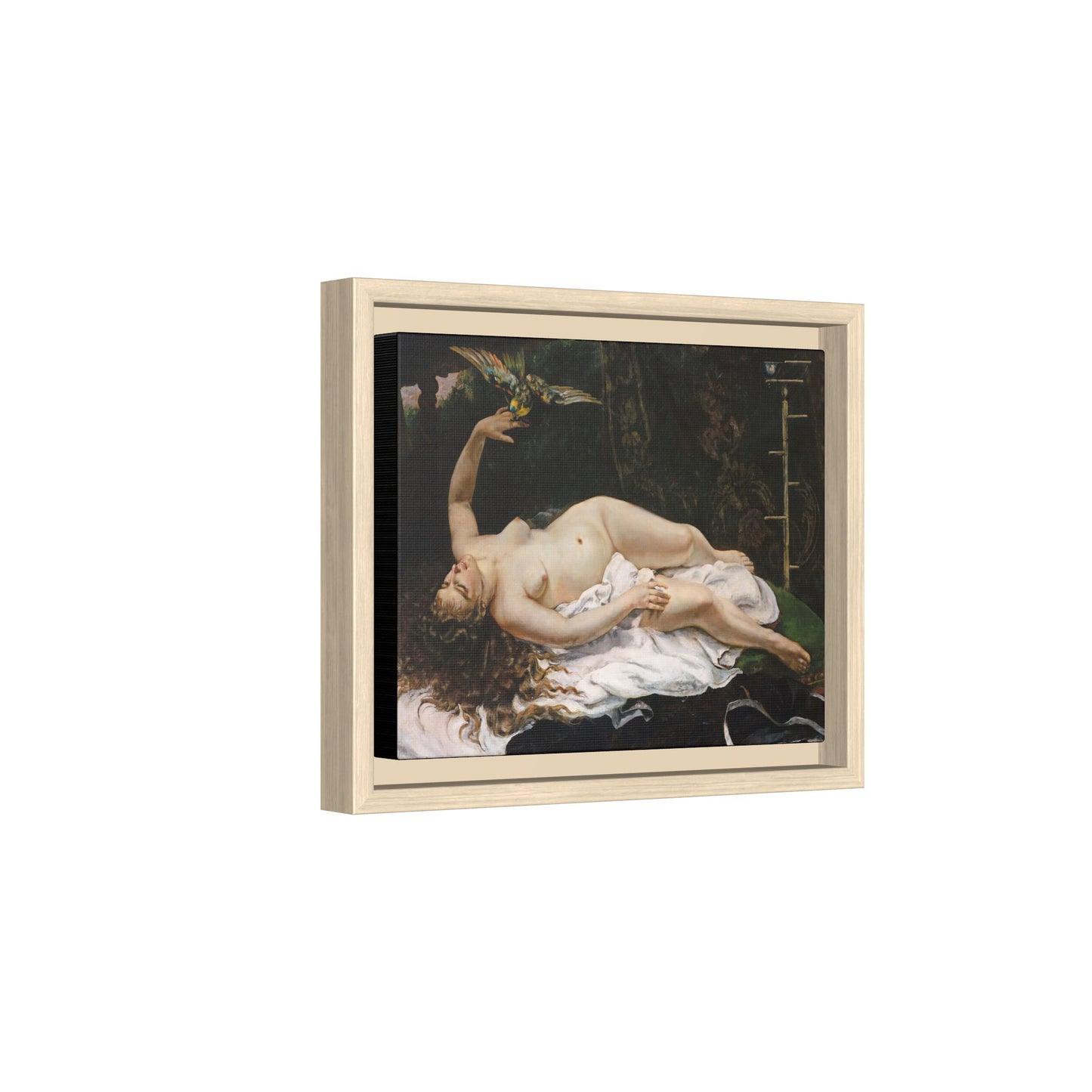 Courbet, Gustave - Woman with a Parrot (1866) - Matte Canvas, Framed