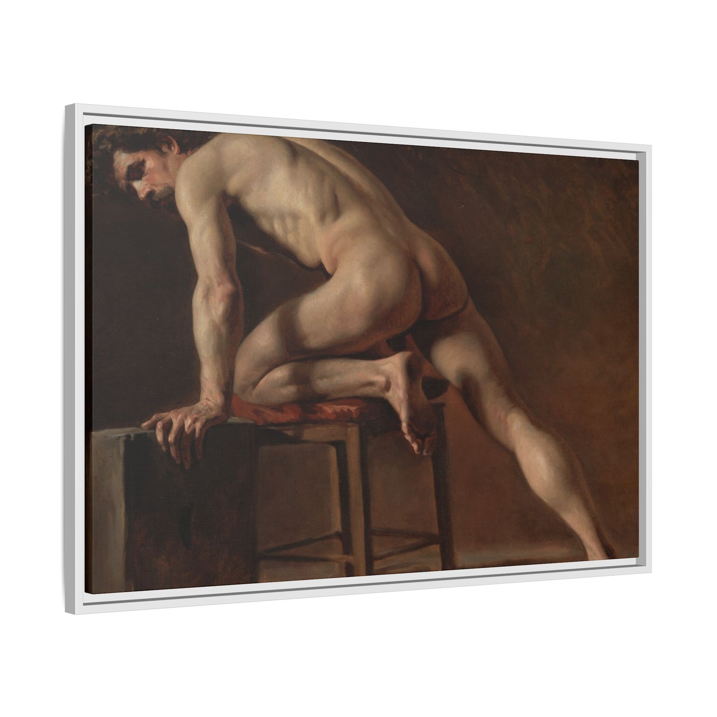 Courbet, Gustave - Study of a Nude Man (1840) - Matte Canvas, Framed