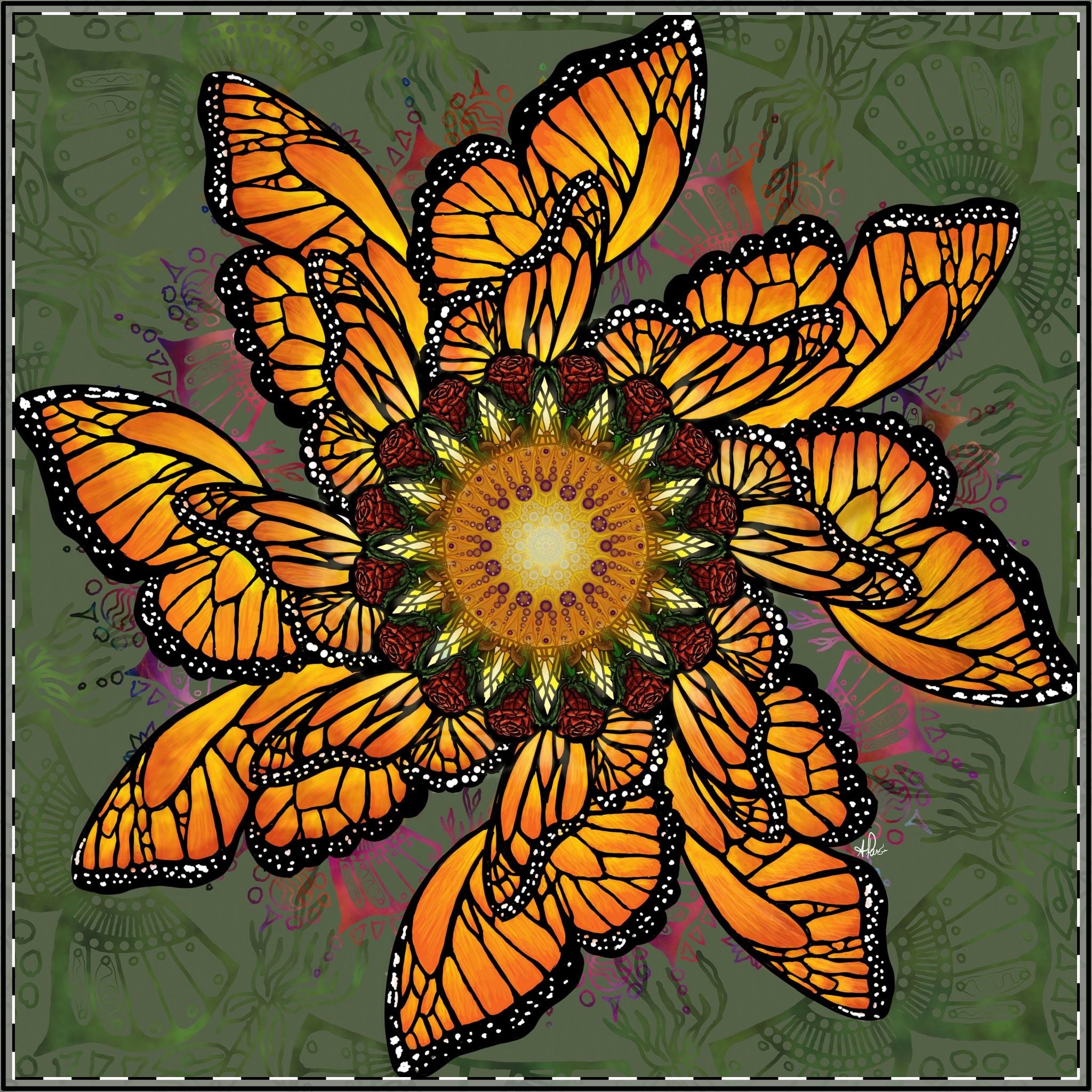 Monarch Butterfly Mandala - Satin Poster