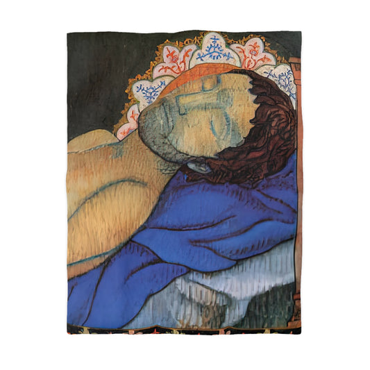 Filiger, Charles - The Recumbent Christ (1895) - Microfiber Duvet Cover